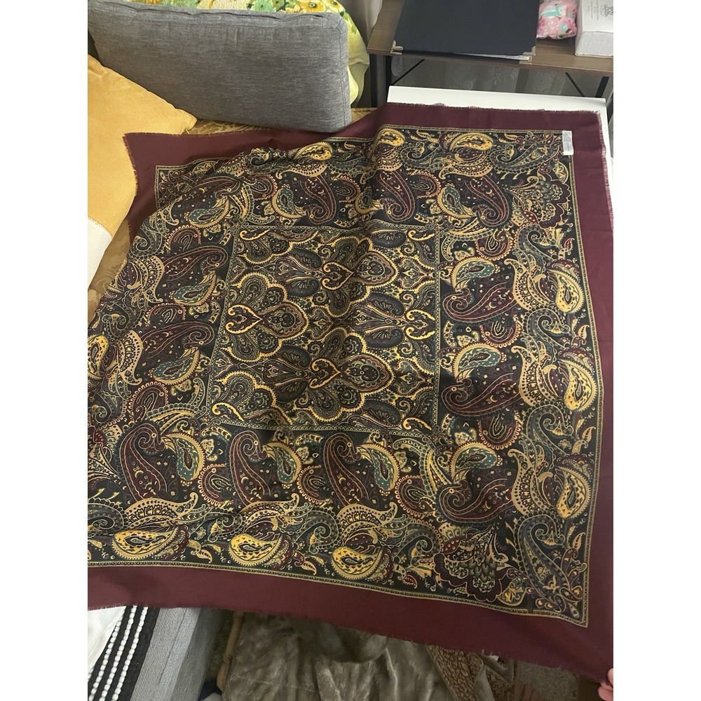 Vintage Elaine Gold Scarf – Made in Italy – Parsley Print Statement Piece 46"